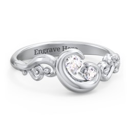 "Cradle of Love" Ring in 925 Sterling Silver with Cubic Zirconia