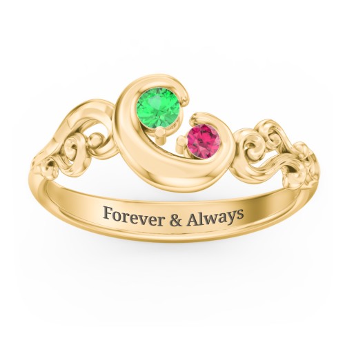"Cradle of Love" Ring – 10K Yellow Gold with Emerald and Ruby