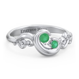 "Cradle of Love" Ring in 925 Sterling Silver with Emerald