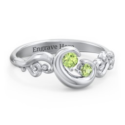 "Cradle of Love" Ring in 925 Sterling Silver with Peridot