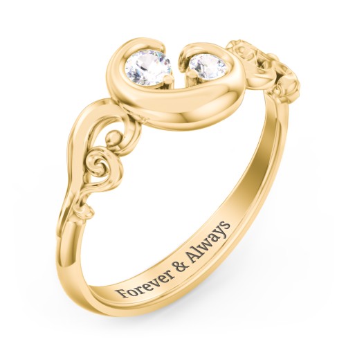 "Cradle of Love" Ring – 10K Yellow Gold with Cubic Zirconia