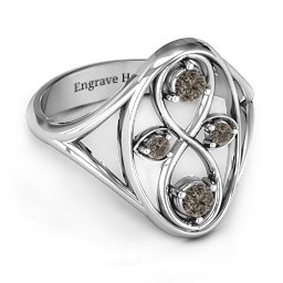 Forever Love Ring in 925 Sterling Silver with Smokey Quartz