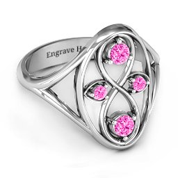 Forever Love Ring in 925 Sterling Silver with Pink Tourmaline
