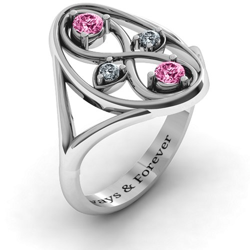 Forever Love Ring – Sterling Silver with Pink Tourmaline and Cubic Zirconia