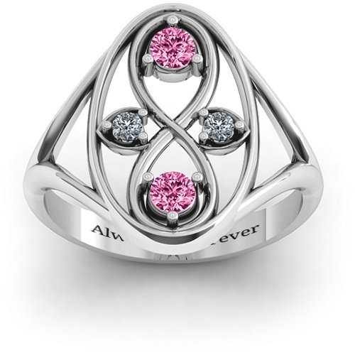 Forever Love Ring – Sterling Silver with Pink Tourmaline and Cubic Zirconia