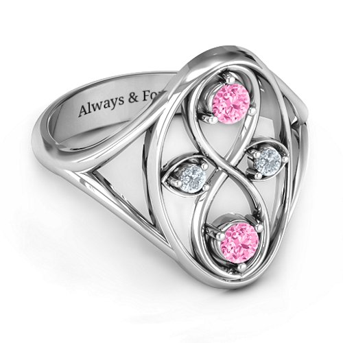 Forever Love Ring – Sterling Silver with Pink Tourmaline and Cubic Zirconia