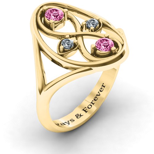 Forever Love Ring – 10K Yellow Gold with Pink Tourmaline and Cubic Zirconia
