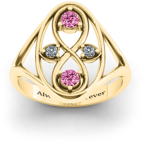 Forever Love Ring – 10K Yellow Gold with Pink Tourmaline and Cubic Zirconia