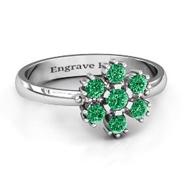 Flower Power Ring in 925 Sterling Silver with Emerald