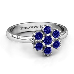 Flower Power Ring in 925 Sterling Silver with Blue Sapphire
