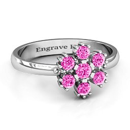 Flower Power Ring in 925 Sterling Silver with Pink Tourmaline
