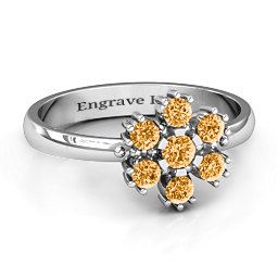 Flower Power Ring in 925 Sterling Silver with Citrine