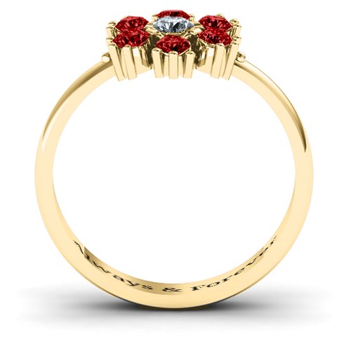 Flower Power Ring – 10K Yellow Gold with Cubic Zirconia and Garnet
