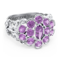 Bunches of Love Ring in 925 Sterling Silver with Amethyst