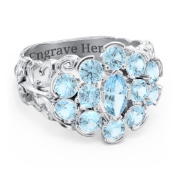 Bunches of Love Ring in 925 Sterling Silver with Blue Topaz