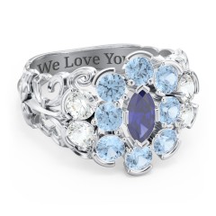 Bunches of Love Ring – Sterling Silver with Blue Sapphire, Cubic Zirconia, and Blue Topaz