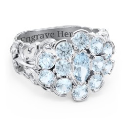 Bunches of Love Ring in 925 Sterling Silver with Aquamarine