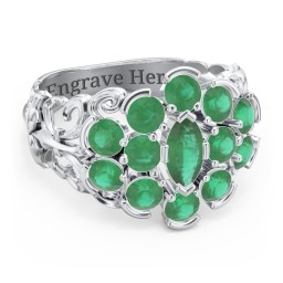 Bunches of Love Ring in 925 Sterling Silver with Emerald