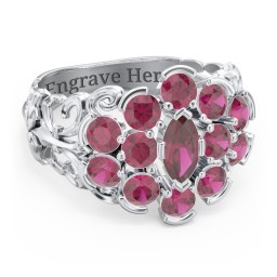 Bunches of Love Ring in 925 Sterling Silver with Ruby