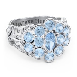Bunches of Love Ring in 925 Sterling Silver with Blue Topaz