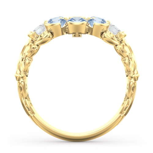 Bunches of Love Ring – 10K Yellow Gold with Blue Sapphire, Cubic Zirconia, and Blue Topaz