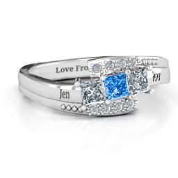 Triple Princess Stone Ring with Accents