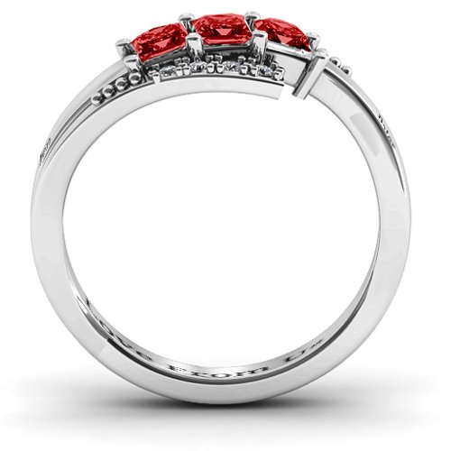 Triple Princess Stone Ring with Accents