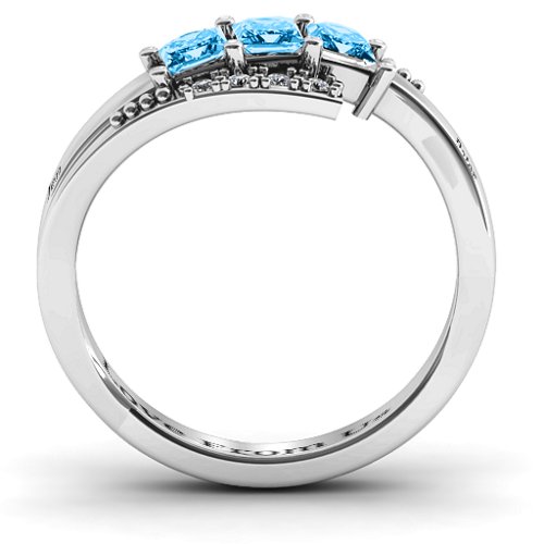 Triple Princess Stone Ring with Accents
