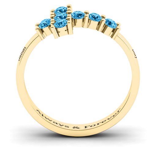 I Believe' Side Cross Ring – 10K Yellow Gold with Blue Topaz