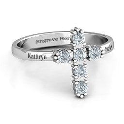 The Cross Ring in 925 Sterling Silver with Cubic Zirconia