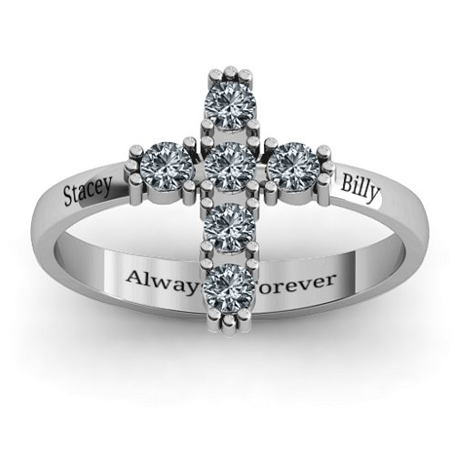The Cross Ring – Sterling Silver with Cubic Zirconia