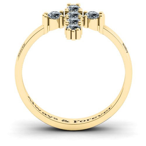 The Cross Ring – 10K Yellow Gold with Cubic Zirconia