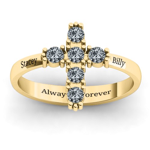 The Cross Ring – 10K Yellow Gold with Cubic Zirconia