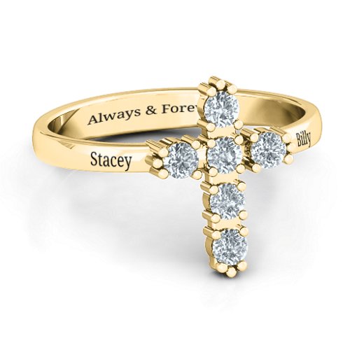 The Cross Ring – 10K Yellow Gold with Cubic Zirconia