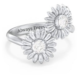Sunflower Birthstone Bypass Ring