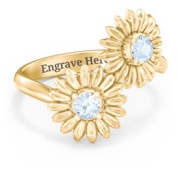 Sunflower Birthstone Bypass Ring