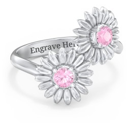 Sunflower Birthstone Bypass Ring