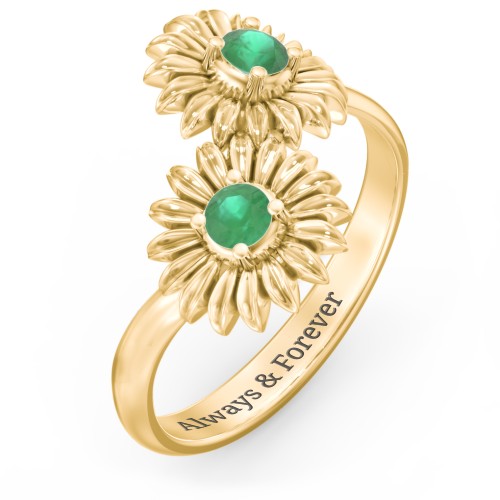 Sunflower Birthstone Bypass Ring