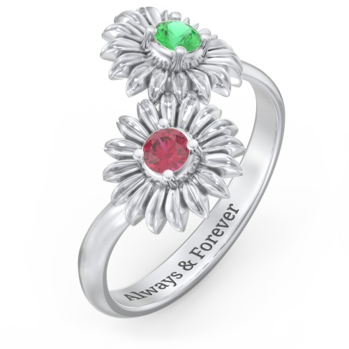 Sunflower Birthstone Bypass Ring