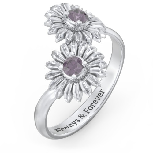 Sunflower Birthstone Bypass Ring