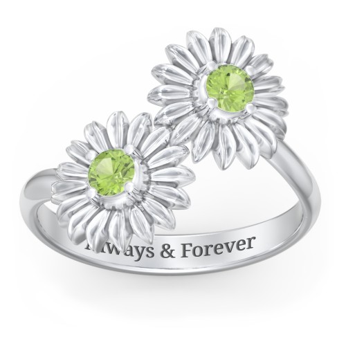 Sunflower Birthstone Bypass Ring