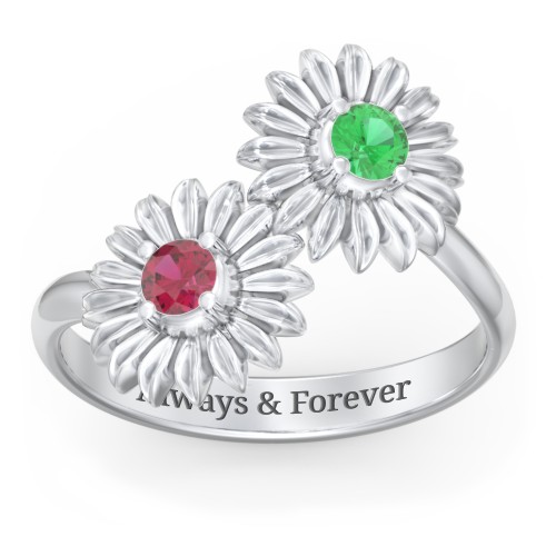 Sunflower Birthstone Bypass Ring