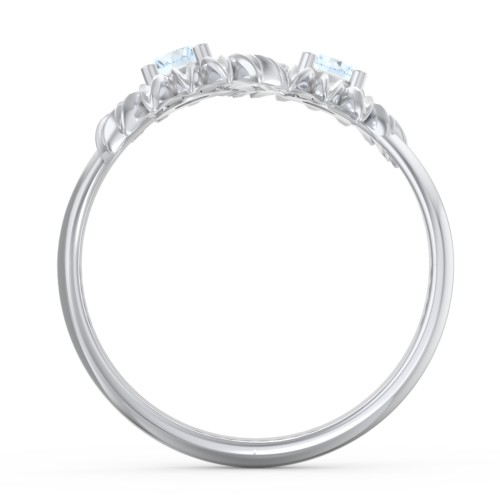 Sunflower Birthstone Bypass Ring – Sterling Silver with Aquamarine