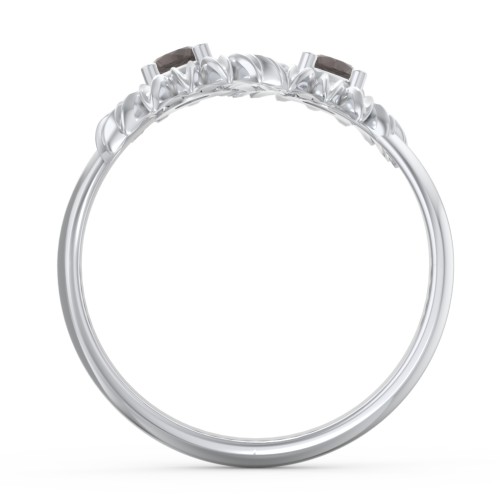 Sunflower Birthstone Bypass Ring – Sterling Silver with Smokey Quartz