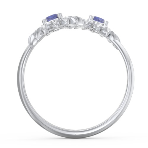 Sunflower Birthstone Bypass Ring – Sterling Silver with Blue Sapphire