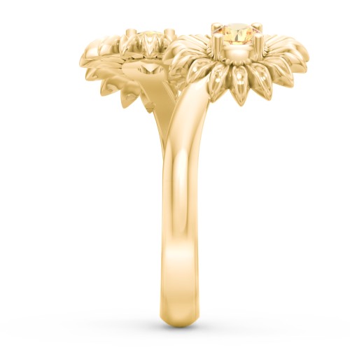 Sunflower Birthstone Bypass Ring – 10K Yellow Gold with Citrine