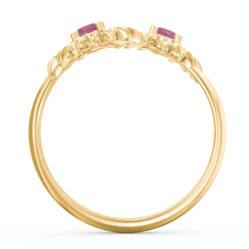Sunflower Birthstone Bypass Ring – 10K Yellow Gold with Ruby