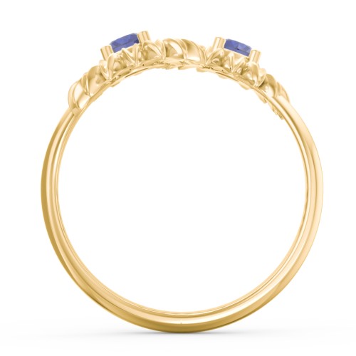 Sunflower Birthstone Bypass Ring – 10K Yellow Gold with Blue Sapphire