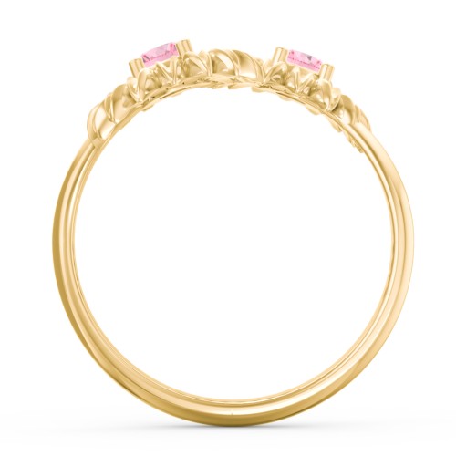 Sunflower Birthstone Bypass Ring – 10K Yellow Gold with Pink Tourmaline