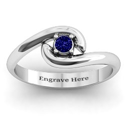 Embrace Ring in 925 Sterling Silver with Blue Sapphire